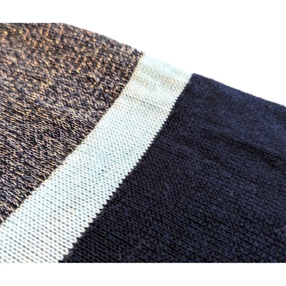 SIMPLY EMMA Blue & Silver Striped Metallic Lurex Sweater Tunic Lightweight Sz 1X - Picture 3 of 7